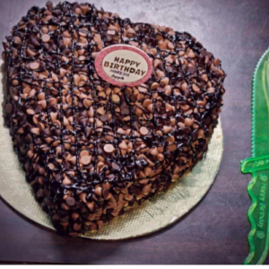 Heart shape choco chip cake